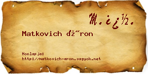 Matkovich Áron névjegykártya