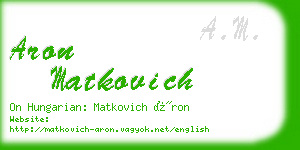 aron matkovich business card